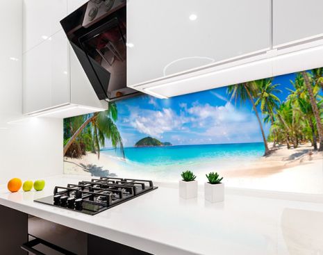 Наклейка на кухонный фартук 65 х 300 см, фотопечать с защитной ламинацией Пляж, пальмы, природа (БП-s_mp189-4)