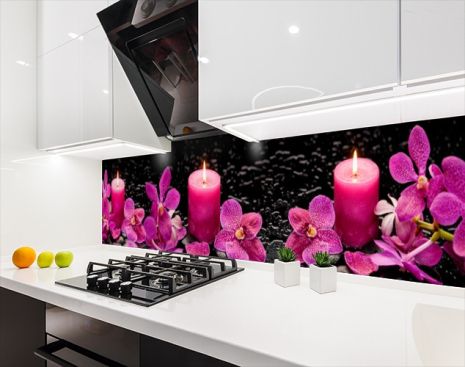 Наклейка на кухонный фартук 65 х 300 см, фотопечать с защитной ламинацией Цветы со свечами (БП-s_fl11704-4)