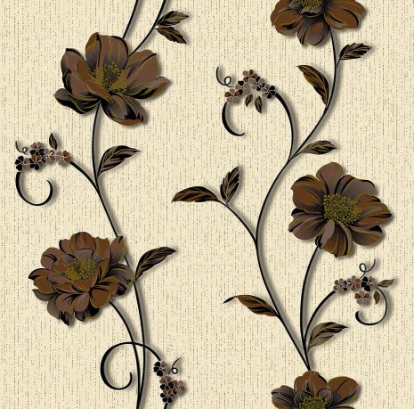 Шпалери паперові Континент Демі Коричневі квіти/Бежевий фон (1263)