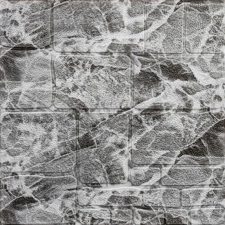 Декоративна 3D панель, що самоклеїться, камінь чорно-білий мармур 700х700х7мм (154) SW-00000219