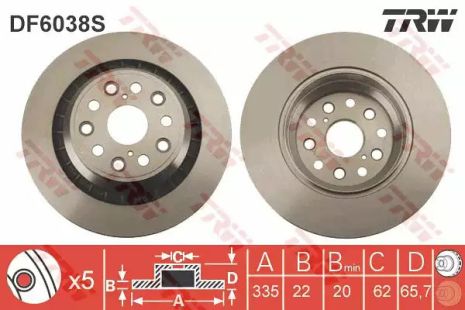 DF6038S TRW - Тормозний диск, TRW (DF6038S)