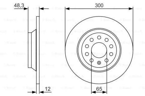 Диск гальмівний VW Golf VII [5G1] \\R \\12, BOSCH (0986479V01)