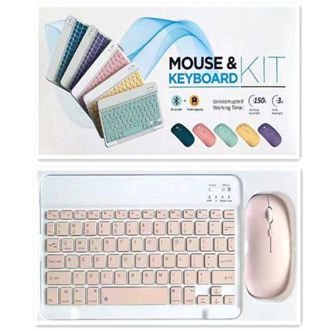 Клавіатура та мишка Bluetooth універсальна для планшета Pink