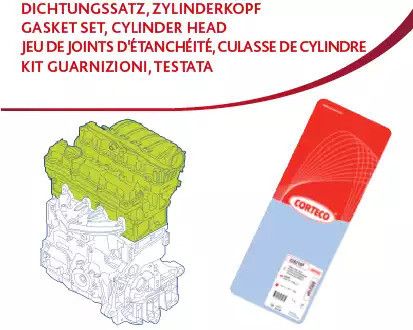 Прокладки (комплект) верх. без прокладки головки блока RENAULT G9T/G9U (Corteco), CORTECO (418723P)