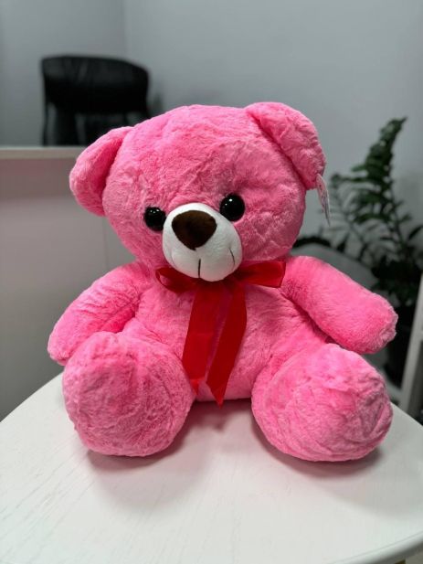 Мʼяка іграшка з пледом Ведмедик рожевий