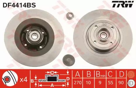 Диск гальмівний RENAULT MEGANE, RENAULT GRAND, RENAULT SCÉNIC, TRW (DF4414BS)