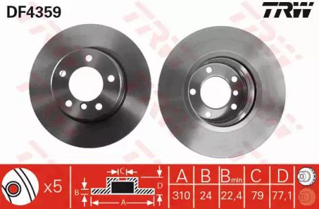 DF4359 TRW - тормозной диск, TRW (DF4359)