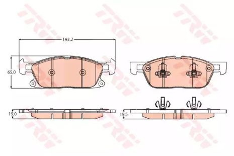 Дискові гальмівні колодки FORD Galaxy/S-Max/Edge F 15, TRW (GDB2167)