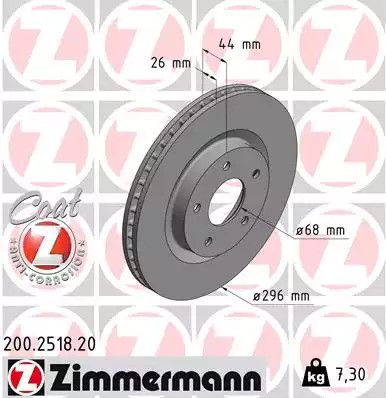 Диск тормозной, ZIMMERMANN (200251820)