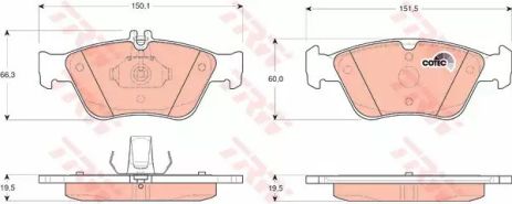 Колодки тормозные дисковые MB C-CLASS (W202), CLK (C208) передн. TRW (GDB1205)