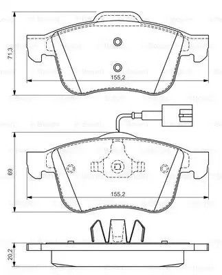 Колодки тормозные дисковые, BOSCH (0986494465)