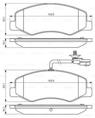 Колодки дискові гальмівні OPEL MOVANO B 2.3CDTI 2010-, RENAULT MASTER IV 2010- задн. BOSCH (0986494499)