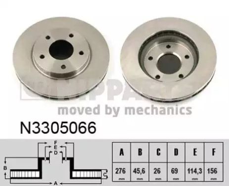 Диск гальмівний передній, NIPPARTS (N3305066)