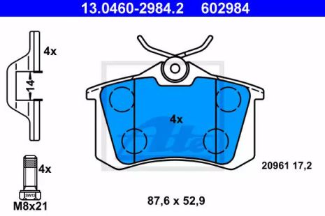 Колодки тормозные дисковые, к-кт задние, ATE (13046029842)