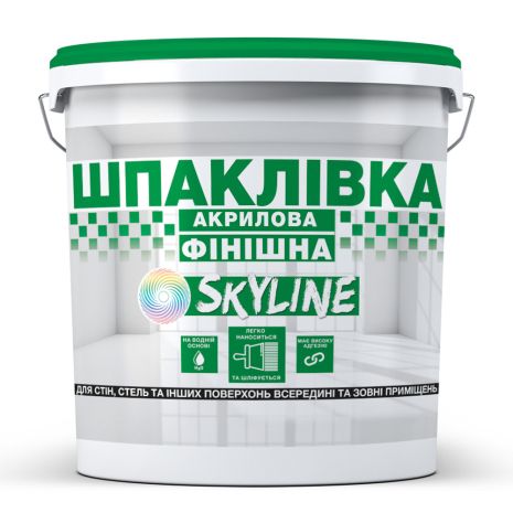 Шпаклівка акрилова фінішна, готова до застосування для внутрішніх та зовнішніх робіт SkyLine Біла 1.5 кг