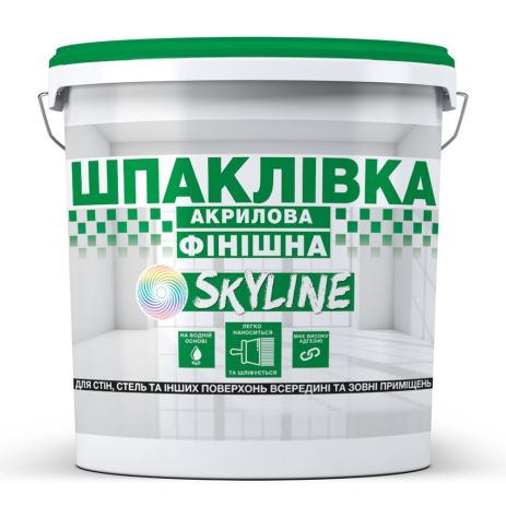 Шпаклівка акрилова фінішна, готова до застосування для внутрішніх та зовнішніх робіт SkyLine Біла 4.5 кг