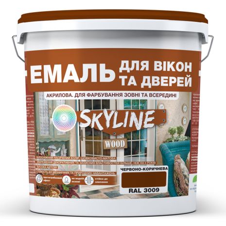 Емаль акрилова Для Вікон та Дверей SkyLine Wood Червоно-коричнева RAL 3009 3 л