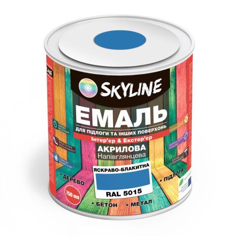 Эмаль для пола SkyLine Ярко-голубой RAL 5015 0.75 л