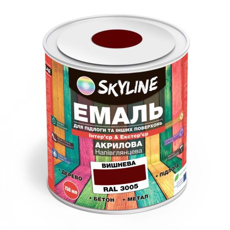 Емаль для підлоги SkyLine Вишневий RAL 3005 0.75 л