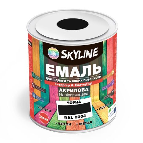 Эмаль для пола SkyLine Черный RAL 9004 0.75 л