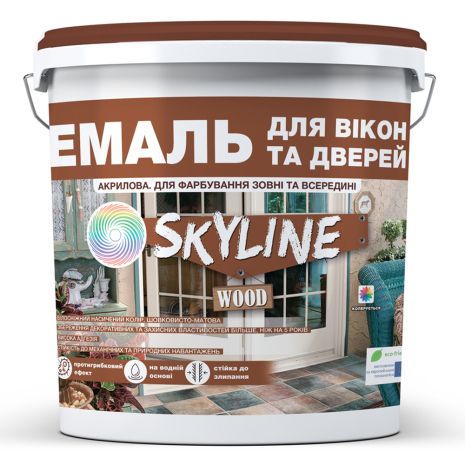 Эмаль акриловая Для Окон и Дверей SkyLine Wood Белая 10 л