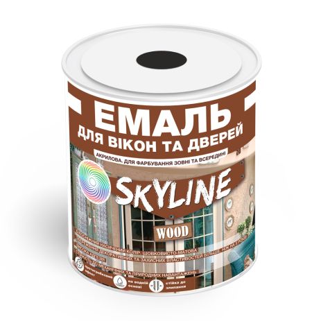 Эмаль акриловая Для Окон и Дверей SkyLine Wood Черная RAL 9004 0.75 л