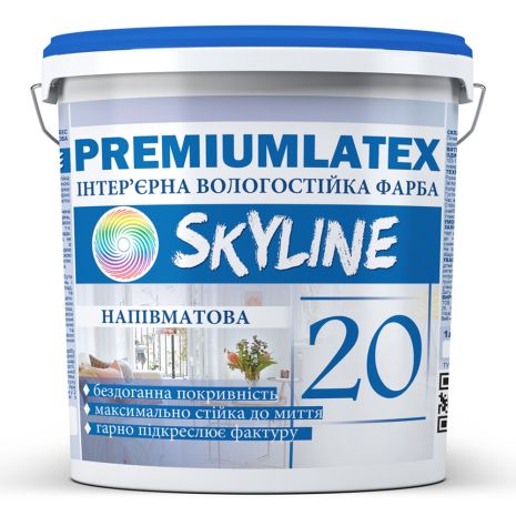 Фарба вологостійка напівматова Premiumlatex 20 Skyline 12 кг