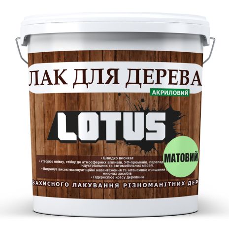 Лак акриловий для дерева LOTUS Прозорий Матовий 3л