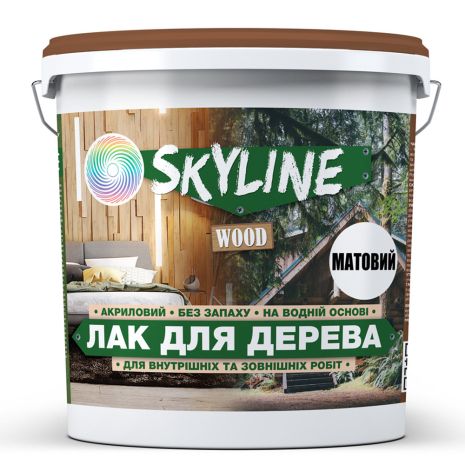 Лак для дерева акриловий Skyline Wood Прозорий Матовий 10л