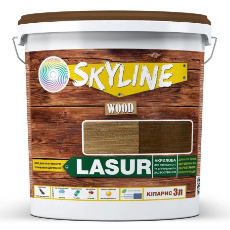 Лазур декоративно-захисний для обробки дерева LASUR Wood SkyLine Кіпаріс 3л