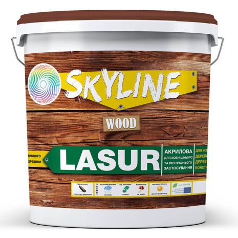 Лазурна декоративно-захисна для обробки дерева LASUR Wood SkyLine Безбарвна 10л