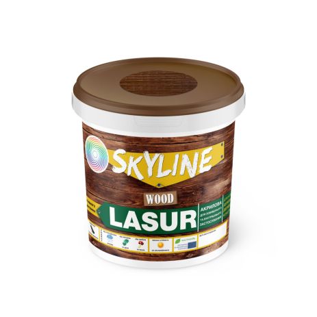 Лазур декоративно-захисний для обробки дерева LASUR Wood SkyLine Махагон 0.4 л
