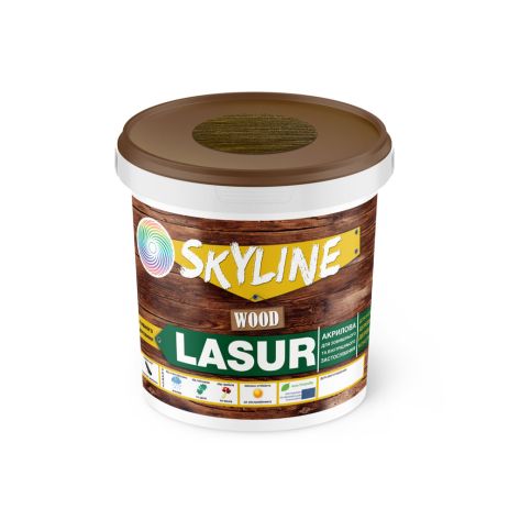 Лазур декоративно-захисний для обробки дерева LASUR Wood SkyLine Горіх 0.4 л