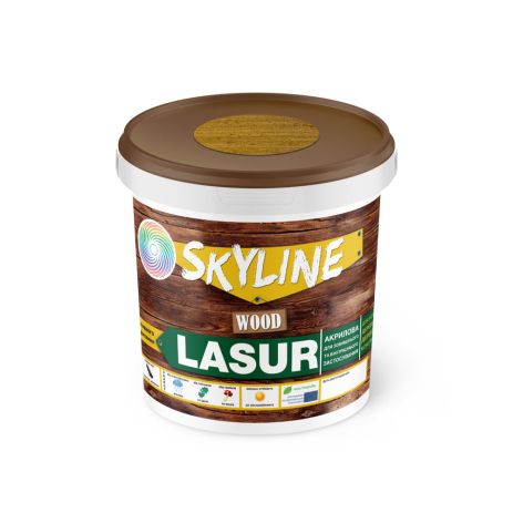 Лазур декоративно-захисний для обробки дерева LASUR Wood SkyLine Тик 0.4 л