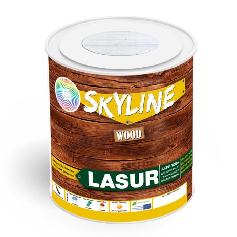 Лазурна декоративно-захисна для обробки дерева LASUR Wood SkyLine Біла 0.75 л