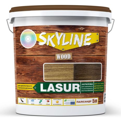 Лазур декоративно-захисний для обробки дерева LASUR Wood SkyLine Палісандр 5л