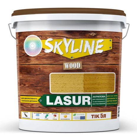 Лазур декоративно-захисний для обробки дерева LASUR Wood SkyLine Тик 5л