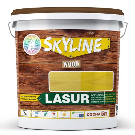 Лазурь декоративно-защитная для обработки дерева LASUR Wood SkyLine Сосна 5л