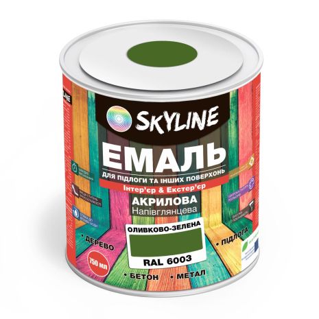 Эмаль для пола SkyLine Оливково-зеленая RAL 6003 0.75 л