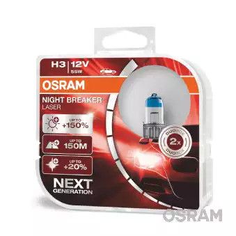 Лампа фарна H3 12V 55W PК22 NIGHT BREAKER LASER Next Generation (+150) комплект (OSRAM), OSRAM (64151NLHCB)