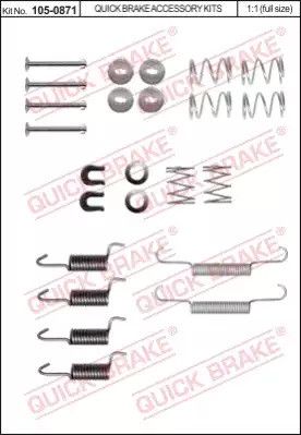 105-0871 QUICK BRAKE Комплект пружинок колодок ручника Subaru Forester/Impreza 1.5-2.5 92- (Akebono)