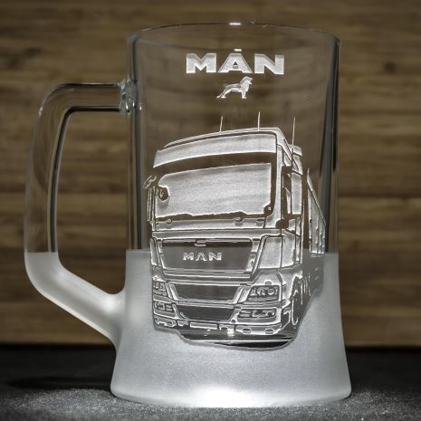 Подарунок водієві вантажівки - дайльнобійнику - Келих для пива з гравіюванням MAN Зерновоз фура з напівпричепом