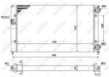 Радіатор охолодження двигуна VW Golf 91- (NRF), NRF (529501)