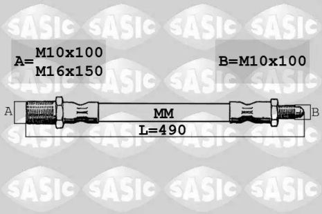 Шланг гальмівний передній, Sasic (SBH6347)