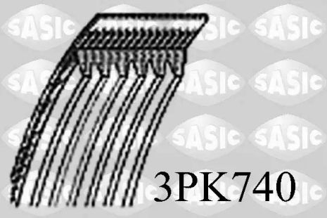 Ремень генератора, Sasic (3PK740)