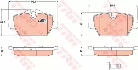 Колодки тормозные дисковые BMW задн. TRW (GDB1612)