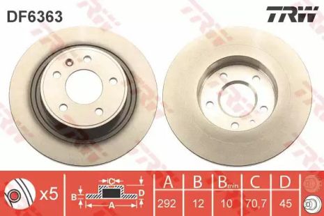 Диск тормозной CHEVROLET CRUZE, OPEL ASTRA, OPEL CASCADA, TRW (DF6363)