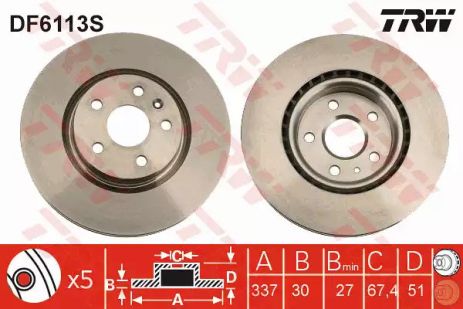 DF6113S TRW - гальмівний диск, TRW (DF6113S)