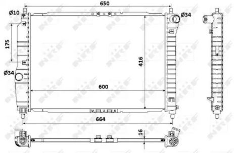 Радіатор охолодження двигуна CHEVROLET (GM) Aveo 06- (NRF), NRF (53902)