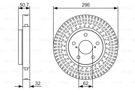 Диск гальмівний TOYOTA MARK, LEXUS IS, LEXUS GS, BOSCH (0986479T38)